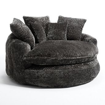 55" Oversized Modern Comfortable Round Sofa with Pillows, No Assembly for Living Room