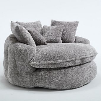 55" Oversized Modern Comfortable Round Sofa with Pillows, No Assembly for Living Room