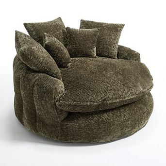 55" Oversized Modern Comfortable Round Sofa with Pillows, No Assembly for Living Room