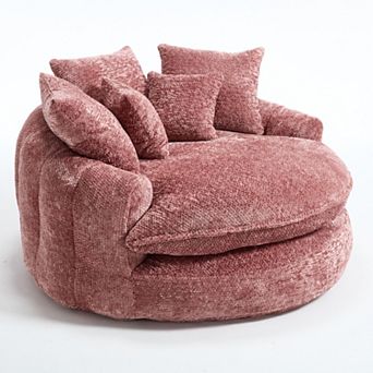 55" Oversized Modern Comfortable Round Sofa with Pillows, No Assembly for Living Room