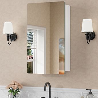 Mira Series Metal Framed Medicine Cabinet with Mirror, Recessed or Surface Mount