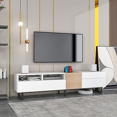 KWPZQEB 70.9" TV Stand with Double Storage Space&Drop Down Door, Media Console Table for Living Room