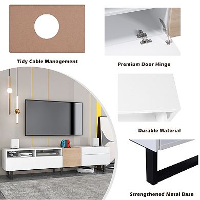 KWPZQEB 70.9" TV Stand with Double Storage Space&Drop Down Door, Media Console Table for Living Room