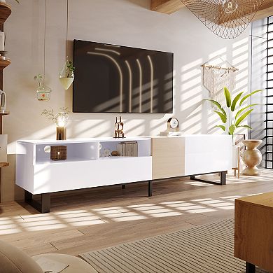 KWPZQEB 70.9" TV Stand with Double Storage Space&Drop Down Door, Media Console Table for Living Room