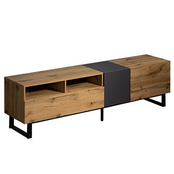 KWPZQEB 70.9" TV Stand with Double Storage Space&Drop Down Door, Media Console Table for Living Room