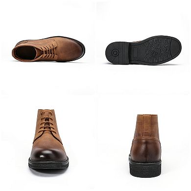 Men's Casual Lace-Up Boots Premium PU Leather Chukka Work Boots