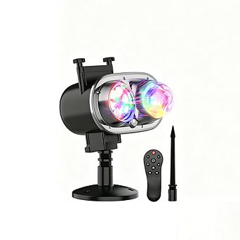 2-in-1 Remote LED Christmas Projector with 16 Slides, IP44 for Indoor/Outdoor
