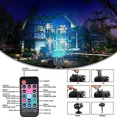2-in-1 Remote LED Christmas Projector with 16 Slides, IP44 for Indoor/Outdoor