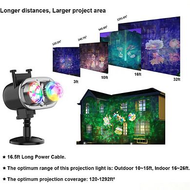 2-in-1 Remote LED Christmas Projector with 16 Slides, IP44 for Indoor/Outdoor