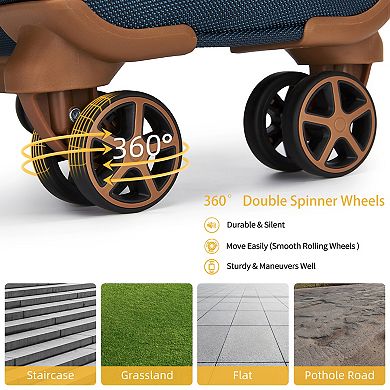 WOW PIONEER Four-Piece Softside Spinner Wheel Luggage Set for Travel