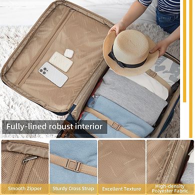 WOW PIONEER Four-Piece Softside Spinner Wheel Luggage Set for Travel