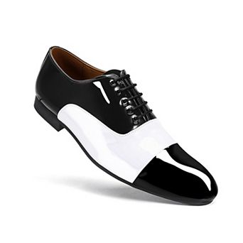 Men's Two-Tone Cap Toe Oxfords Patent Leather Spectator Dress Shoes