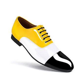 Men's Two-Tone Cap Toe Oxfords Patent Leather Spectator Dress Shoes