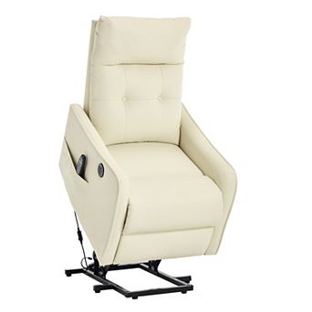 KWPZQEB PU Single Motor Power Lift Recliner Chair with Massage & Heat, Built-in USB Charging