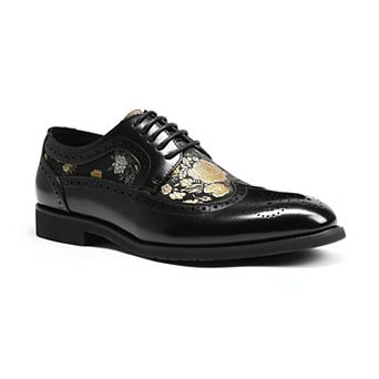 Men's Dress Shoes Floral Embroidery Derby Brogue Casual Oxford