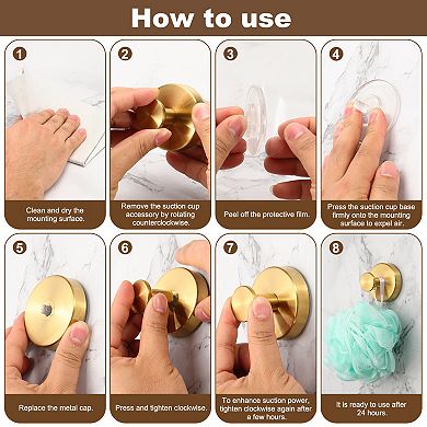 2Pcs Suction Cup Hook for Shower, No Drill Towel Hooks