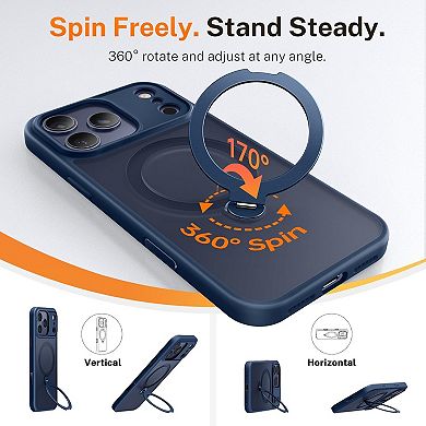 for iPhone 17/Pro/Pro Max, with 360° Spin Magnetic Stand, Camera Control Button, Fit for MagSafe