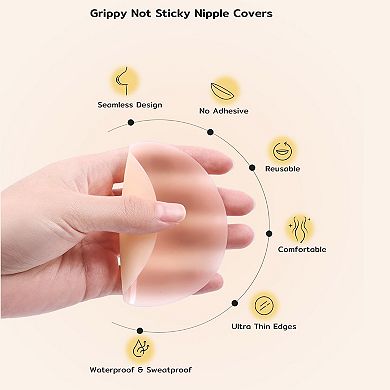 Niidor Women's Breast Petals Reusable Seamless Silicone Nipple Pasties Non Adhesive Nipple Covers