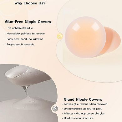 Niidor Women's Breast Petals Reusable Seamless Silicone Nipple Pasties Non Adhesive Nipple Covers