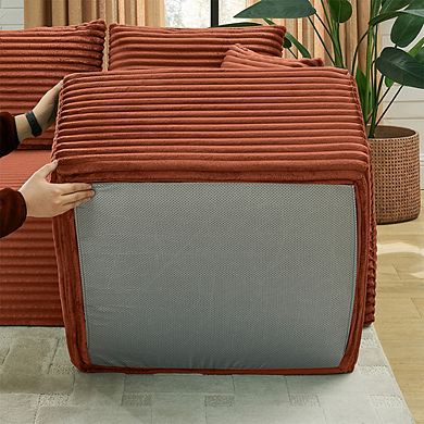 127" U-Shaped Couch Sectional with Multi-Function Center Console, Ottomans, No Assembly