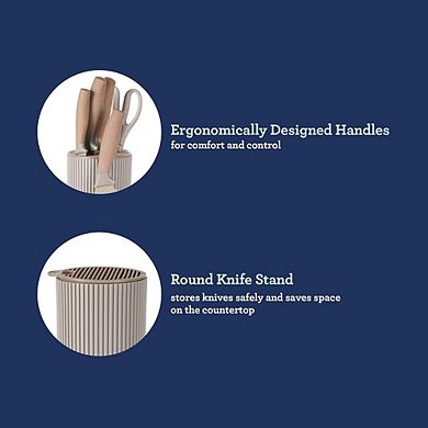 6-Piece Stainless Steel Kitchen Knife Set with Wooden Knife Block