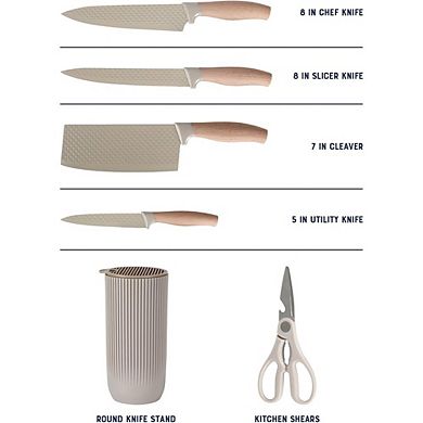 6-Piece Stainless Steel Kitchen Knife Set with Wooden Knife Block