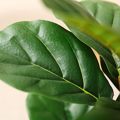 5-ft Artificial Fiddle Leaf Fig Tree in Pot, Fake Tree with Natural Wood Trunk for Indoor Home Decor