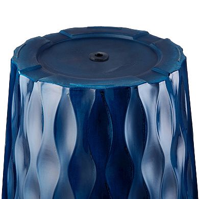 Glitzhome 23.75"H Decorative Planter, Set of 2 Oversized Wavy Texture Tall Plastic Planter