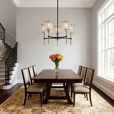 KWPZQEB 5-Light Chandelier, Textured Glass Pendant Light for Dining Room, Not Including the Bulb
