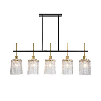 KWPZQEB 5-Light Chandelier, Textured Glass Pendant Light for Dining Room, Not Including the Bulb
