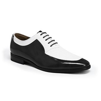 Men's Two-Tone Perforated Oxford Shoes Round Toe Business Dress Shoes