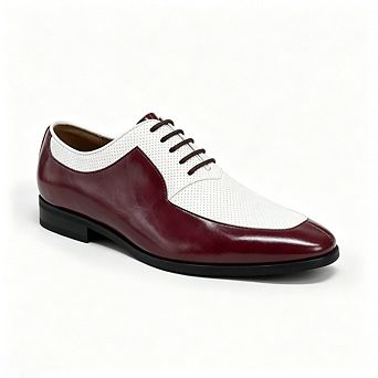 Men's Two-Tone Perforated Oxford Shoes Round Toe Business Dress Shoes