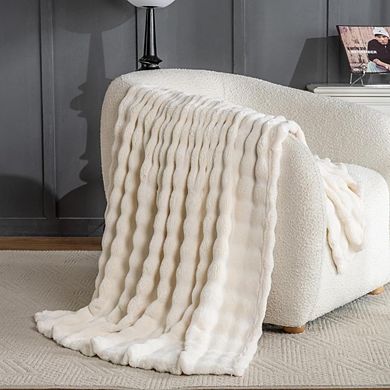Faux Fur Throw Blanket Soft Fluffy Bubble Thick Warm Plush Rabbit Fur Blanket