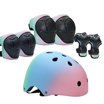 Helmet and Pads Set 7 Pack for Skate Cycling Rollerblade - Kids Youth Adult