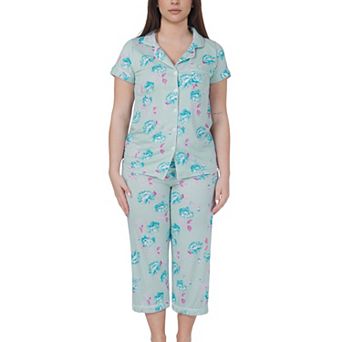 Women’s Capri Short Sleeve 2 pc Floral Design Pajama Set