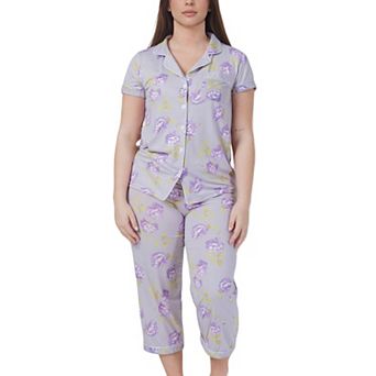 Women’s Capri Short Sleeve 2 pc Floral Design Pajama Set