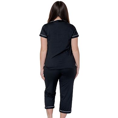 Women’s Short Sleeve Capri 2 Piece Pajama Set Sleepwear Lounge Set