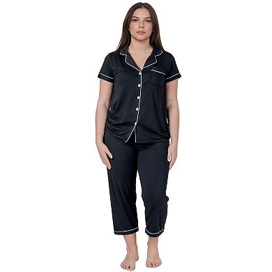 Women’s Short Sleeve Capri 2 Piece Pajama Set Sleepwear Lounge Set