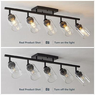 KWPZQEB Semi Flush Mount Ceiling Light, Rotatable Black Track Lighting Fixtures(Bulb Not Included)