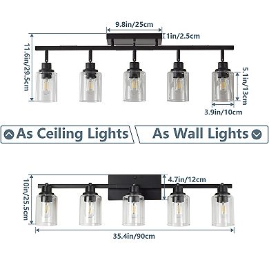 KWPZQEB Semi Flush Mount Ceiling Light, Rotatable Black Track Lighting Fixtures(Bulb Not Included)