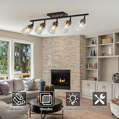 KWPZQEB Semi Flush Mount Ceiling Light, Rotatable Black Track Lighting Fixtures(Bulb Not Included)