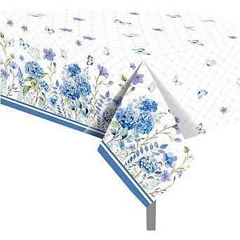 Floral Plastic Tablecloth Set Waterproof Disposable Party Decor Durable