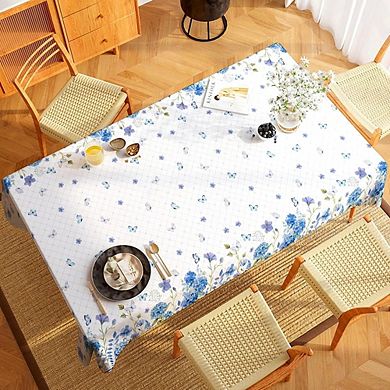 Floral Plastic Tablecloth Set Waterproof Disposable Party Decor Durable