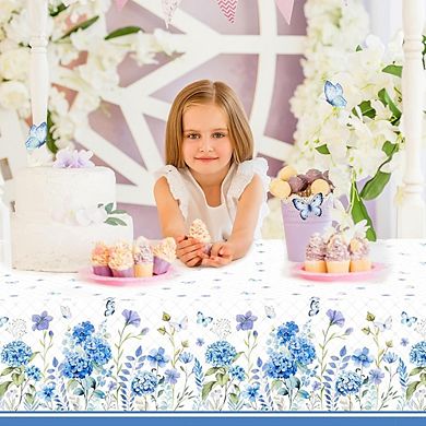 Floral Plastic Tablecloth Set Waterproof Disposable Party Decor Durable