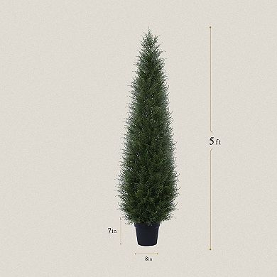 UV-Resistant Artificial Cedar Trees for Outdoors, Faux Cypress Trees for Home Office Decor 2 PC