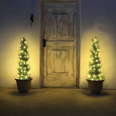 UV-Resistant Artificial Cedar Trees for Outdoors, Faux Cypress Trees for Home Office Decor 2 PC