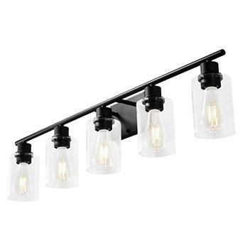 5-Light Bathroom Vanity Lights 37.1-Inch, Modern Clear Glass Shade E26 Base (Bulbs Not Included)
