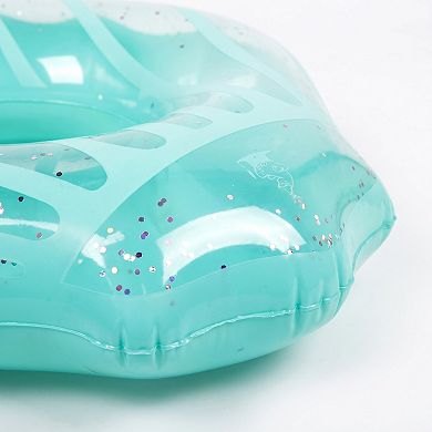 Icing Drip Inflatable Pool Float Ring with Glitter Confetti Durable PVC Swim Tube for Pool Beach