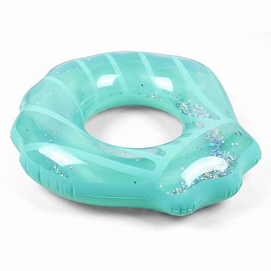Icing Drip Inflatable Pool Float Ring with Glitter Confetti Durable PVC Swim Tube for Pool Beach