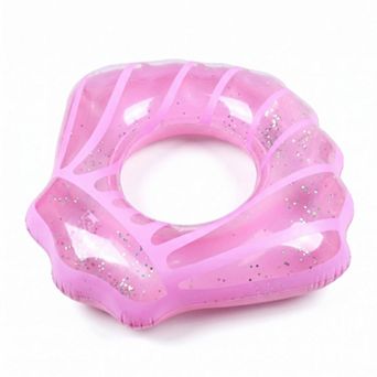 Icing Drip Inflatable Pool Float Ring with Glitter Confetti Durable PVC Swim Tube for Pool Beach